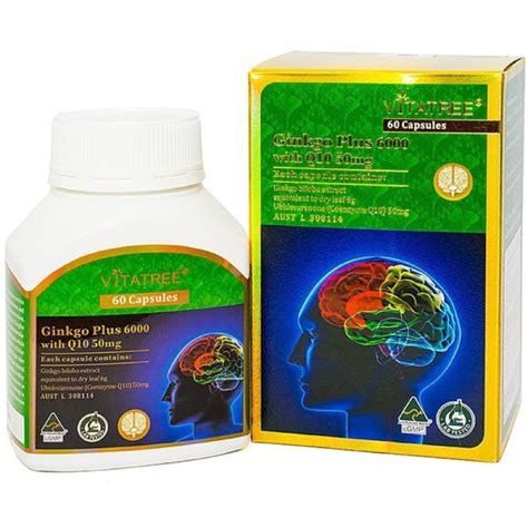 Vitatree Ginkgo Plus 6000 Brain Supplement With Q10 50Mg 60 Tablets