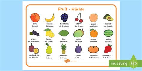 Fruit Word Mat English German Teacher Made