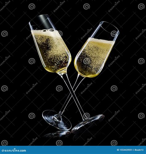 Set Of Luxury Champagne Glasses On Isolated On A Black Background Stock Image Image Of Concept