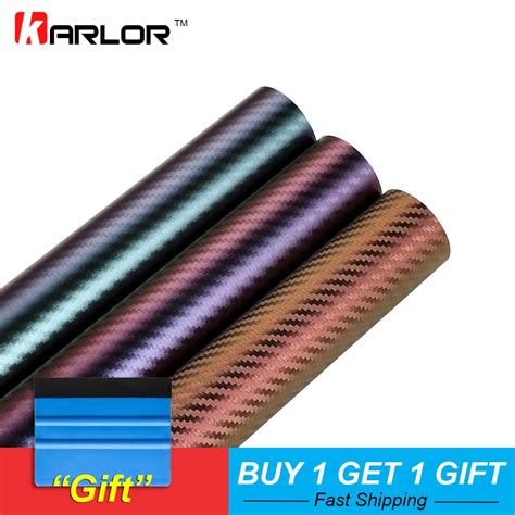 60x500cm Chameleon 3D Carbon Fiber Vinyl Film Car Wrapping Stickers