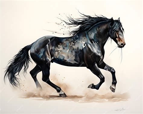 Premium Ai Image A Painting Of A Black Horse With A Black Mane