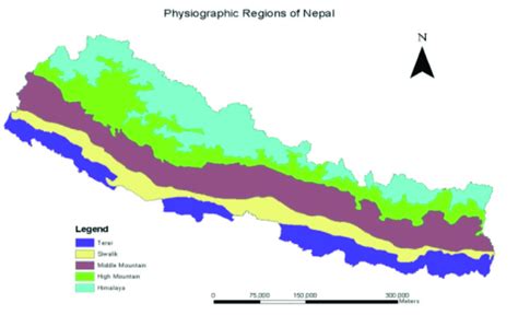 Map Showing The Five Physiographic Regions Of Nepal Download