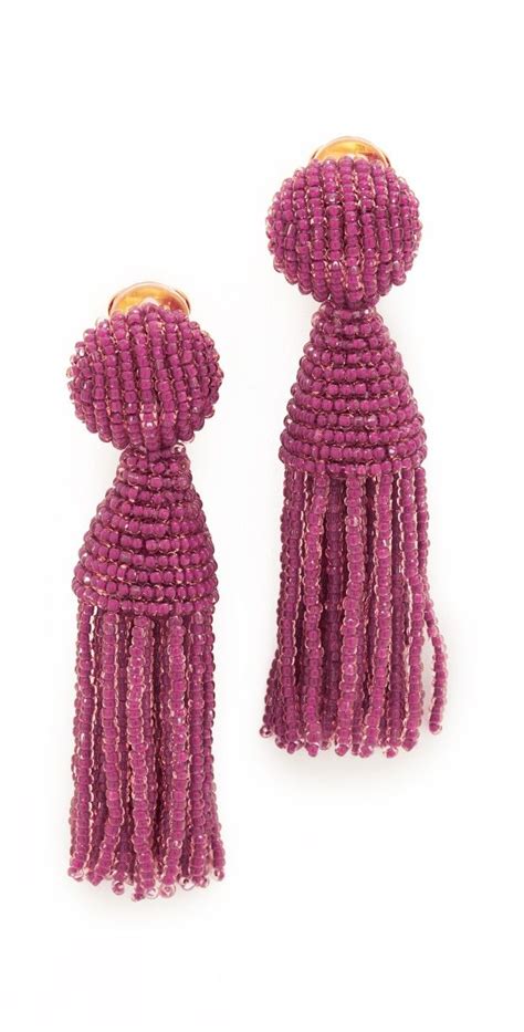 Oscar De La Renta Short Beaded Tassel Clip On Earrings Shopbop