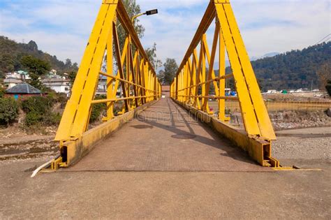 Yellow Steel Bridge Over River Stock Image Image Of Crossing Blue