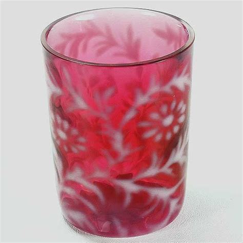 Fenton Glass Daisy Fern Tumbler Cranberry Opalescent