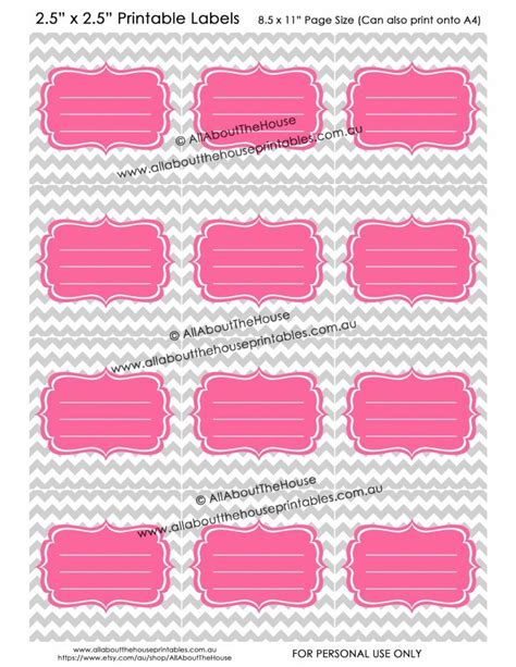 Pink And Gray Chevroned Labels With The Word Printable Labels On Them