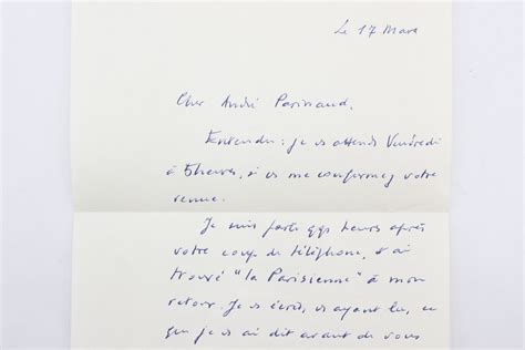 Malraux Lettre Autographe Dat E Et Sign E Andr Parinaud Le