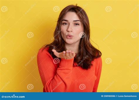 Closeup Portrait Of Nice Looking Attractive Lovely Female Coquettish