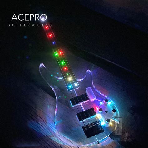 4 String Led Light Acrylic Electric Bass Guitar Colorful Color Leds Crystal Body Maple Neck High