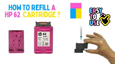 How To Refill A Hp 62 Colour Tri Colour Ink Cartridge Youtube