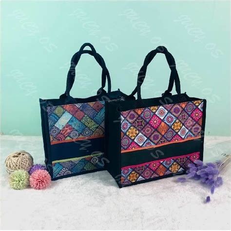 Puzzle Tote Bag With Zip Medium Women Berzip Shoulder Jute Canvas Beg