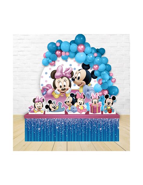 Kit Festa Redondo Mickey Baby E Minnie Baby Decora O Infantil