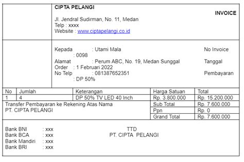 7 Contoh Invoice Jasa Pembayaran Penjualan Dan Tagihan