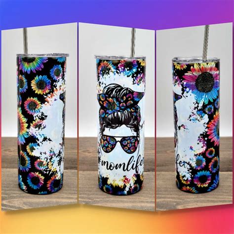 Mom Life Sunflower Tie Dye 20oz Skinny Tumbler Momlife Etsy