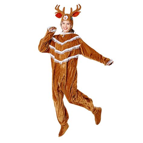 3pcs Unisex Funny Elk Animal Bodysuit Pajama Adult Cosplay Halloween