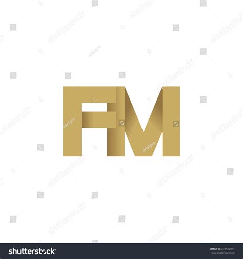 Initial Letters FM Overlapping Fold Logo Brown Royalty Free Stock