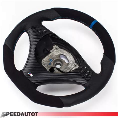 Aplati Alcantara Volant En Cuir Pour Bmw M Power E E Bleu Rayures