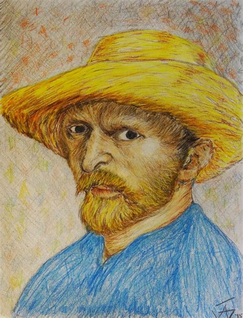 Replica Of Van Goghs Self Portrait With Straw Hat Drawing Van Gogh