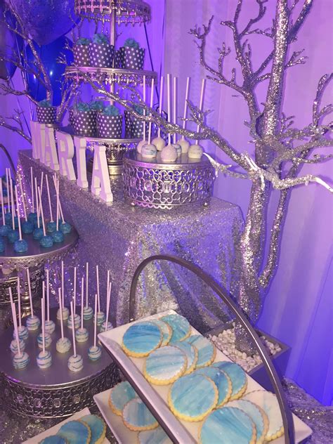 Navy Blue Silver Birthday Party Sweet Sixteen Candybar Sweet Sixteen