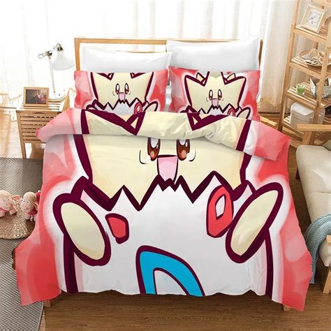 Parure De Lit Pokemon Pikachu Togepi Pokemon Housse De Couette Ensemb