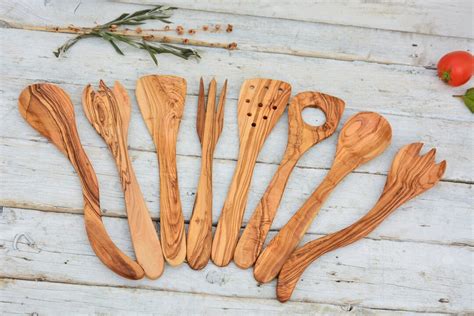 Olive Wood Utensils Wooden Kitchen Utensils Multi Model Spoon Set Christmas T Etsy