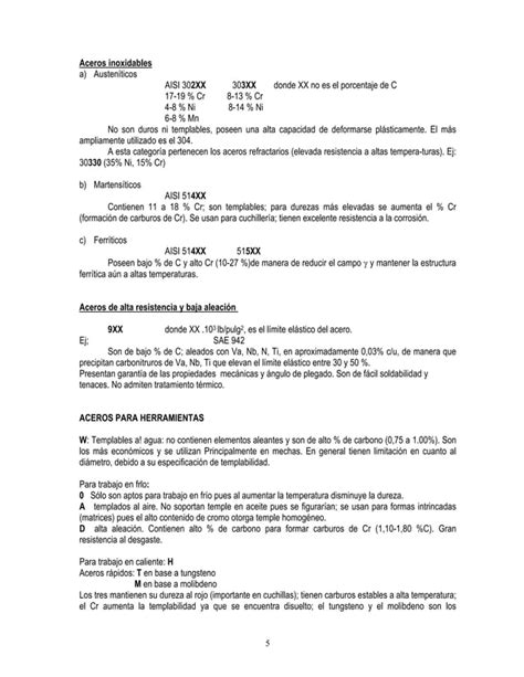 Clasificación De Aceros Mat Y Pro 1clasificacion De Los Aceros Pdf