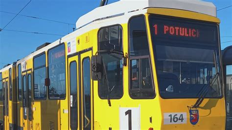 Przejazd tatrą KT4DT 164 na linii 1 w Szczecinie na trasie Os