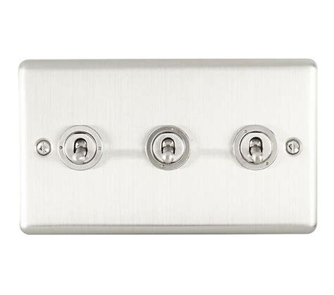 Carlisle Brass Eurolite Enhance Decorative 3 Gang 10 Amp 2 Way Toggle Switch Satin Stainless