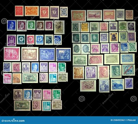 German Stamps from 1930`s and 1940`s Editorial Photography - Image of ...