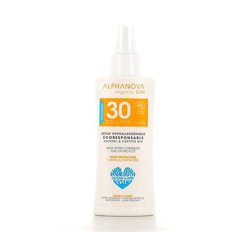 Spray Solaire Bio Spf Alphanova Sun Sans Filtres Chimiques