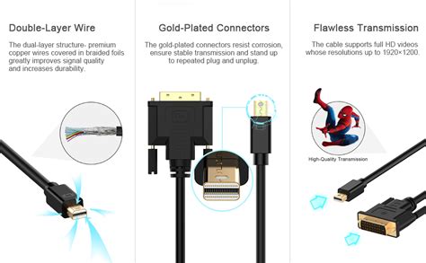 Rankie Mini Displayport Mini Dp To Dvi Cable Thunderbolt