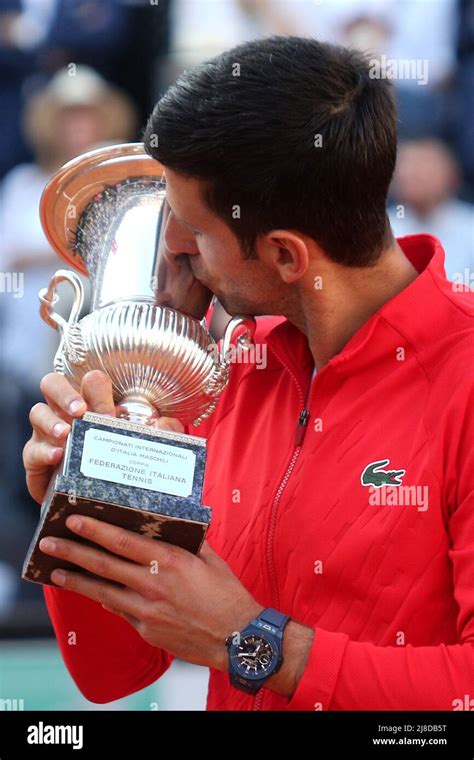 Rome Italy 15052022 Novak Djokovic Srb Wins The Trophy In The