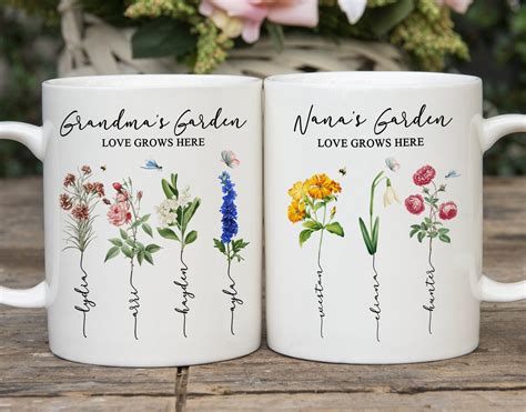 Personalized Birth Month Flower Mug Custom Birth Flowers Mug