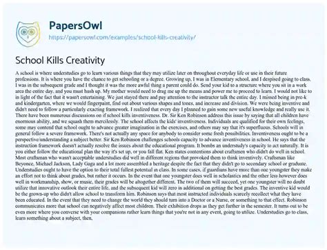 School Kills Creativity Free Essay Example Words Papersowl