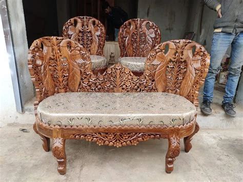 Teak Wood Seater Nrw Wooden Traditional Carved Sofa Set For Home At