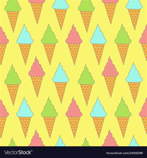 Ice Cream Cone Seamless Pattern Colorful Vector Image