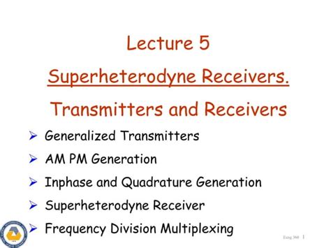 Lecture Superheterodyne Receivers Pdf