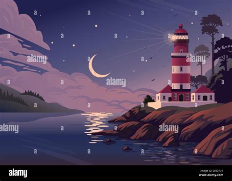 Lighthouse in crescent Stock Vector Images - Alamy