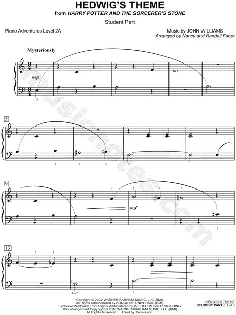 Hedwigs Theme From Harry Potter And The Sorcerers Stone Sheet Music Easy Piano Piano