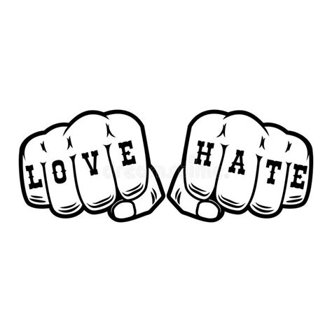 Human Fists With Tattoo Love Hate Design Element For Logo Label