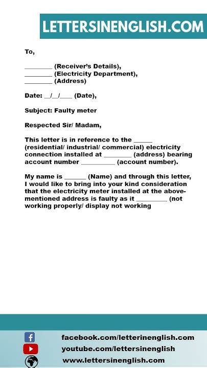 Sample Complaint Letter To Electricity Department For Faulty Meter Youtube