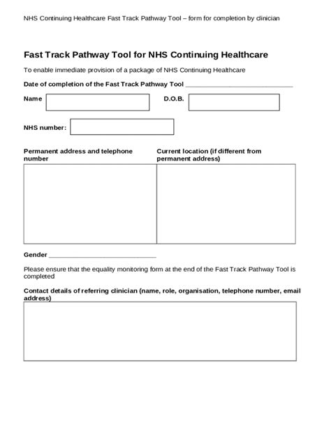 Fast Track Pathway Tool For Nhs Continuing Healthcare For Doc