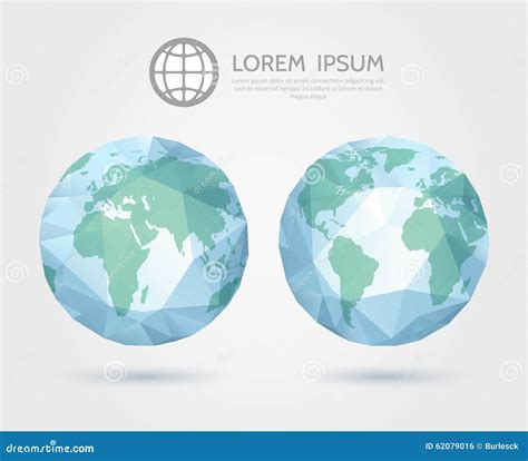 Vector Polygonal Globe D Triangular World Map Of Stock Vector