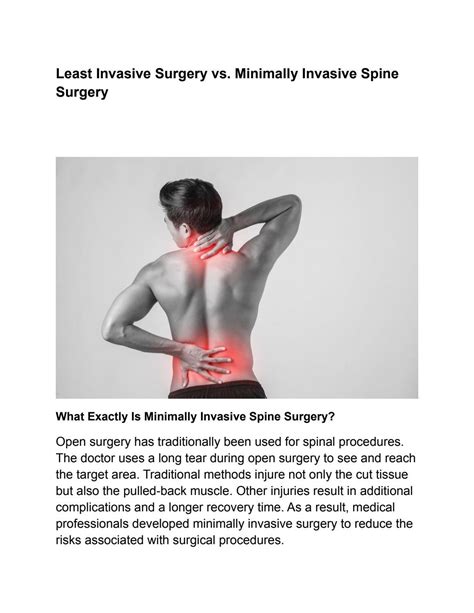 Least Invasive Surgery Vs Minimally Invasive Spine Surgery By