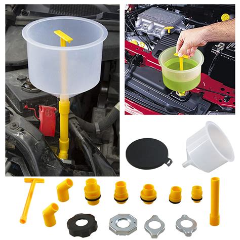 15Pcs Car Radiator Coolant Filling Funnel Kit Spill Proof Car Water