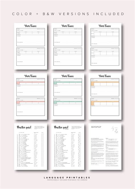 Verb Study Pack Etsy Uk