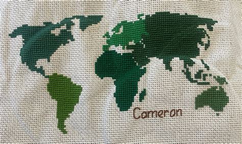 World Map Cross Stitch Pattern Continents Outline Globe Geography Etsy