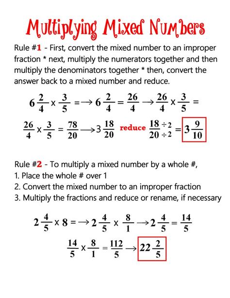 Multiplying Mixed Numbers Worksheet