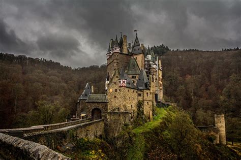 Castle Eltz, Germany, forest, snow covered, winter HD Wallpaper