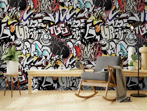 Colorful Graffiti Wall Art Mural Street Art Urban Theme Artwork Removable Peel and Stick ...